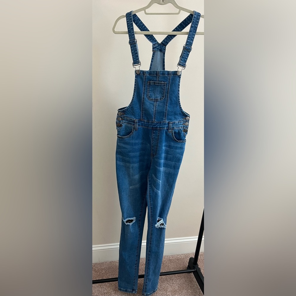 FASHION NOVA. Medium Bluewash Overalls Size M